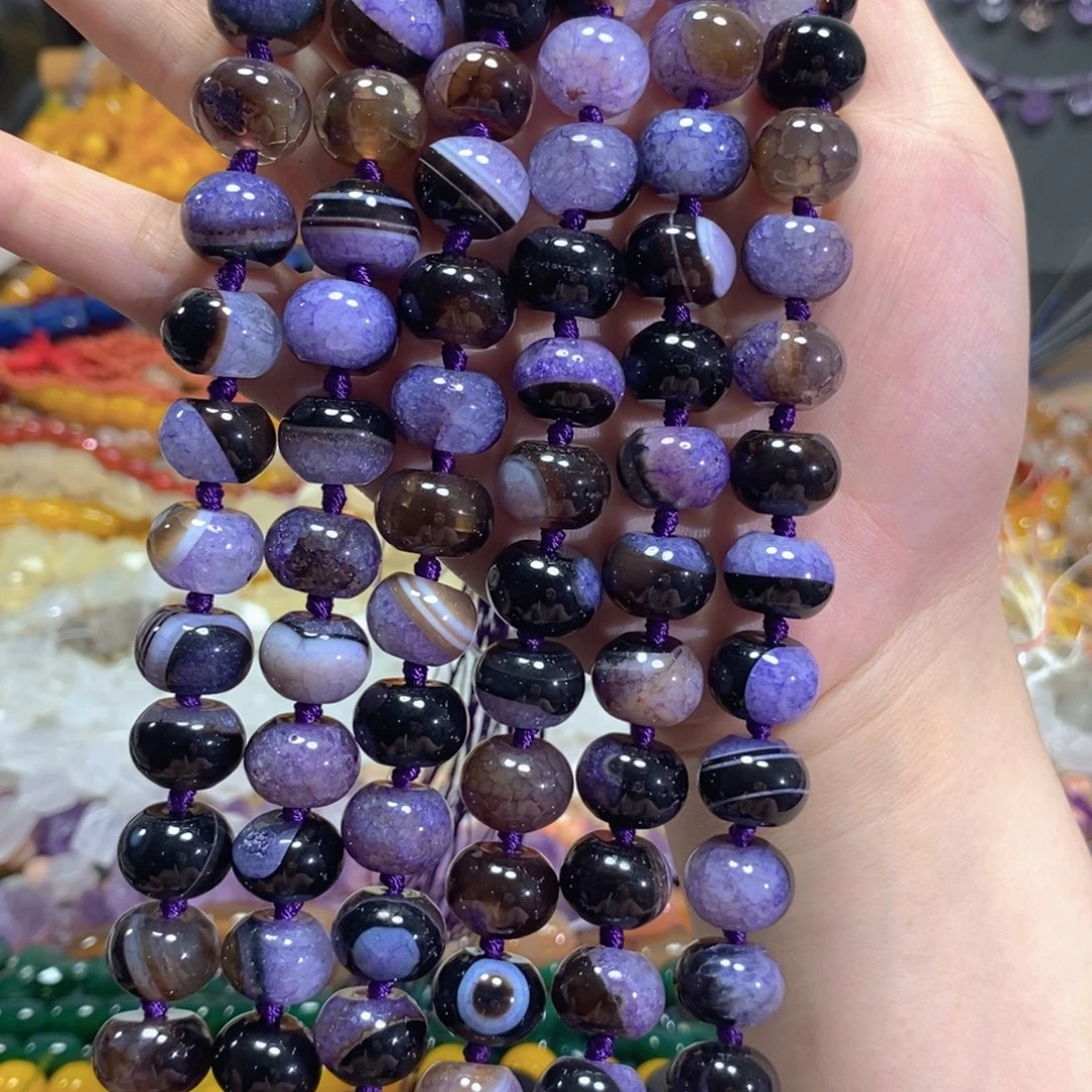 玛瑙/玉髓足银镀金镶嵌珠宝半成品水晶玛瑙算盘一条卡14mm