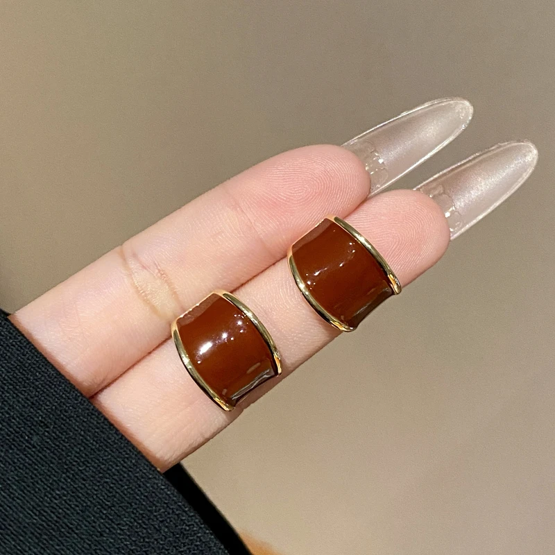 铜合金珐琅耳饰 气质耳钉轻奢时尚精致小众耳饰A3474