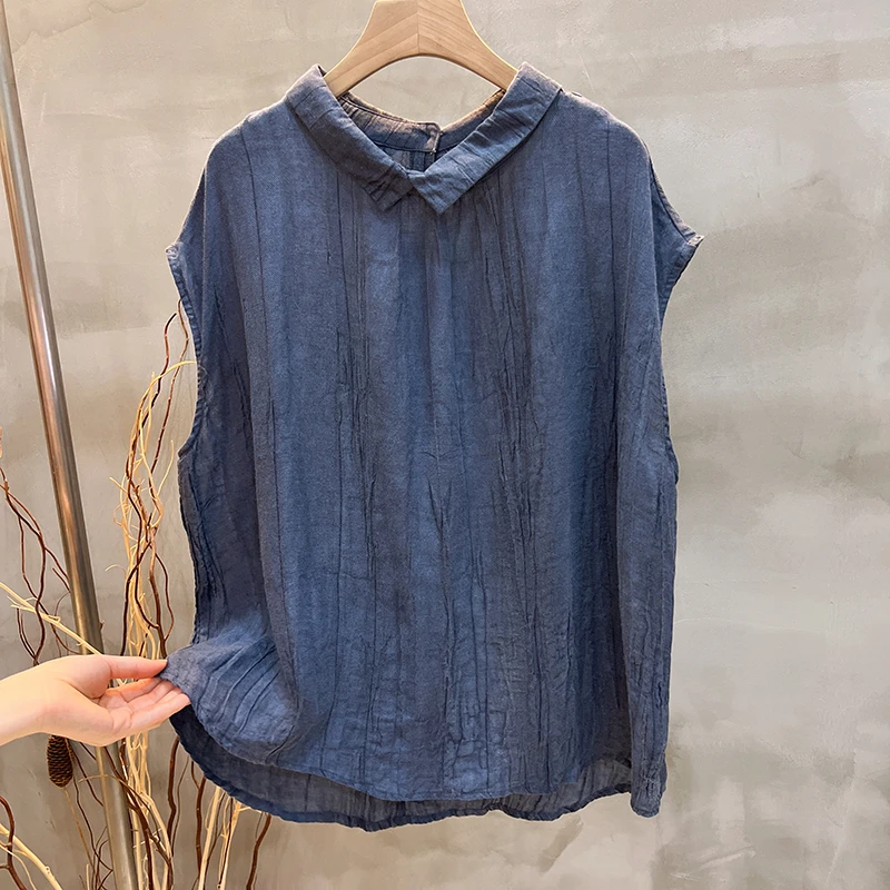 2025夏季新款薄款宽松百搭Polo领上衣女韩版文艺休闲纯色衬衫女潮