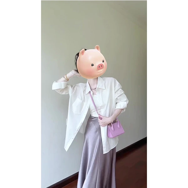 衬衫女上衣高级感轻奢减龄洋气宽松白色防晒开衫外套衬衣长裙套装