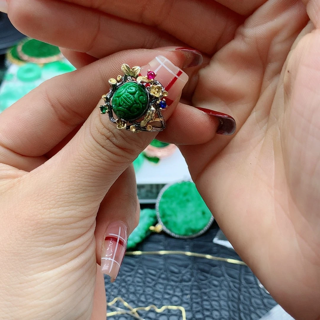 【闪购商品】翡翠戒指银S925镶嵌，