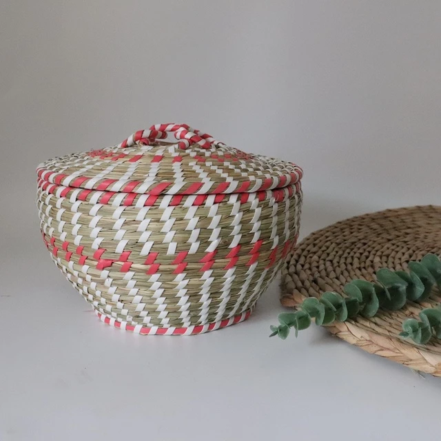 手工草编家用馒头保温筐仿藤篮厨房创意带盖鸡蛋篮食品馍馍收纳筐