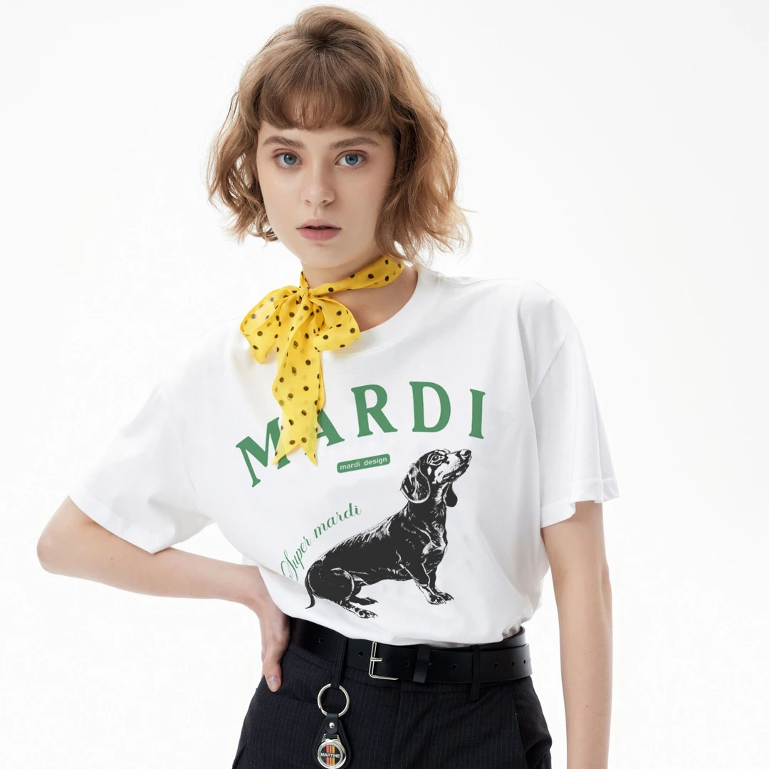 Mardi腊肠狗经典印花纯棉休闲夏季新款韩版纯棉圆领T恤潮百搭潮流