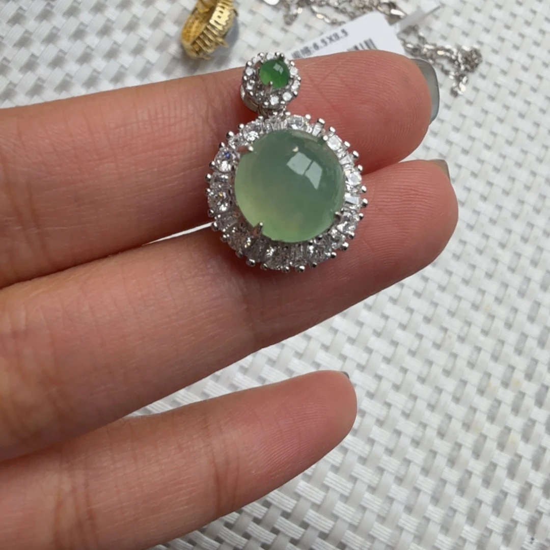 银S925镶嵌戒指翡翠吊坠