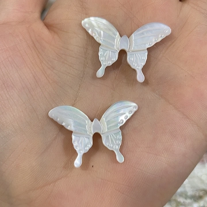 合金玛瑙/玉髓珠宝半成品一个大号白蝶贝蝴蝶