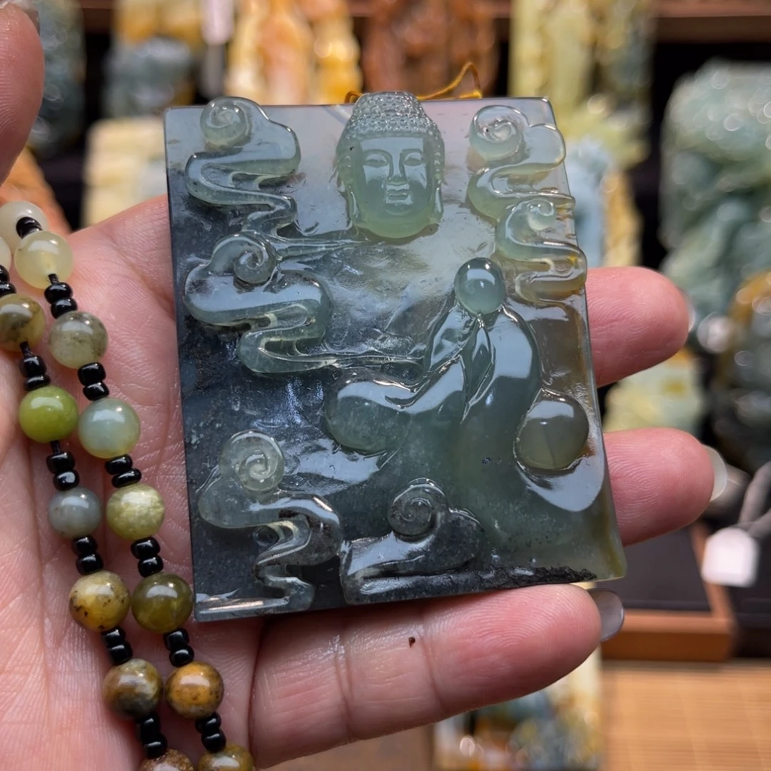 蛇纹石玉未镶嵌吊坠(赠链)