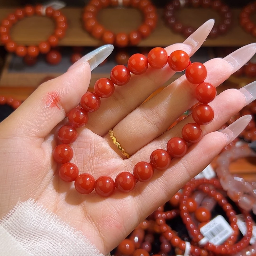 南红玛瑙手串未镶嵌9mm锦红