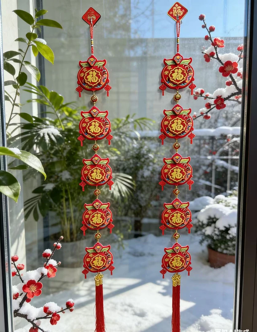 5福苹果牌【2串】随机装饰乔迁挂饰布置客厅挂件福字喜庆