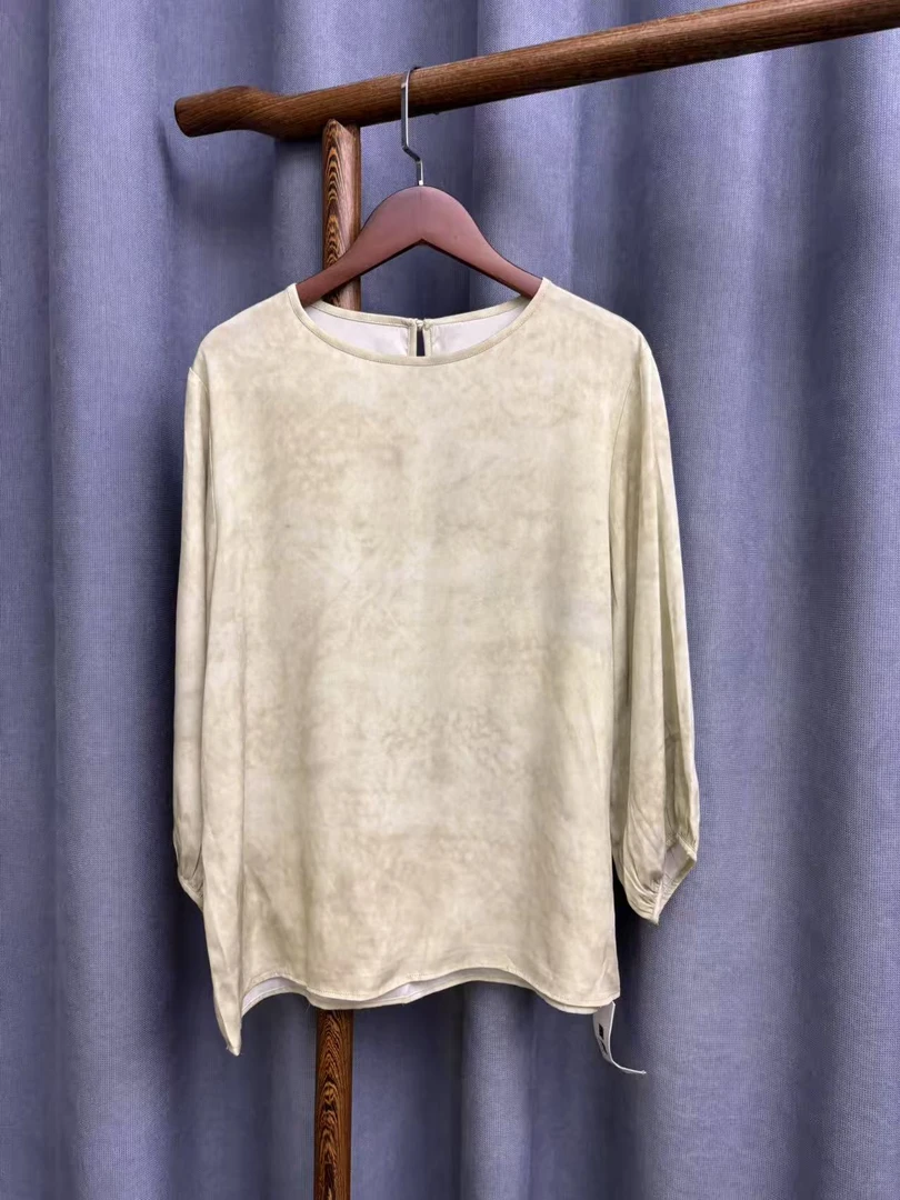 （微瑕疵）夏季新款简约百搭桑蚕丝七分袖上衣女X221