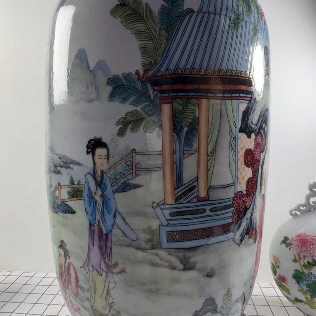 波***瓶粉彩人物故事陶瓷瓶