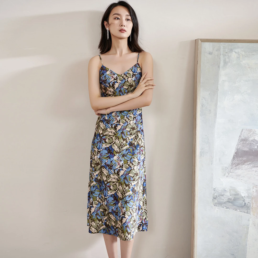 米思阳新款优雅超好看约会吊带裙子高端内搭连衣裙女1Q21BD1278