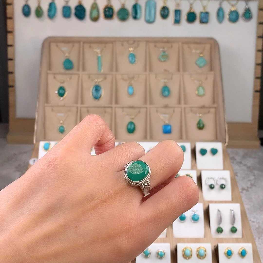 绿松石银S925镶嵌戒指