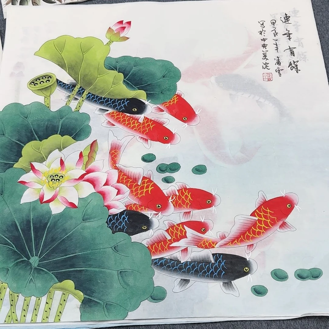 国画尺寸70X70手绘作品