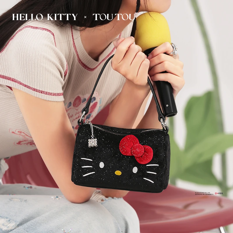 toutou2025新款hellokitty凯蒂猫腋下包kt蝴蝶结枕头包单肩斜挎包