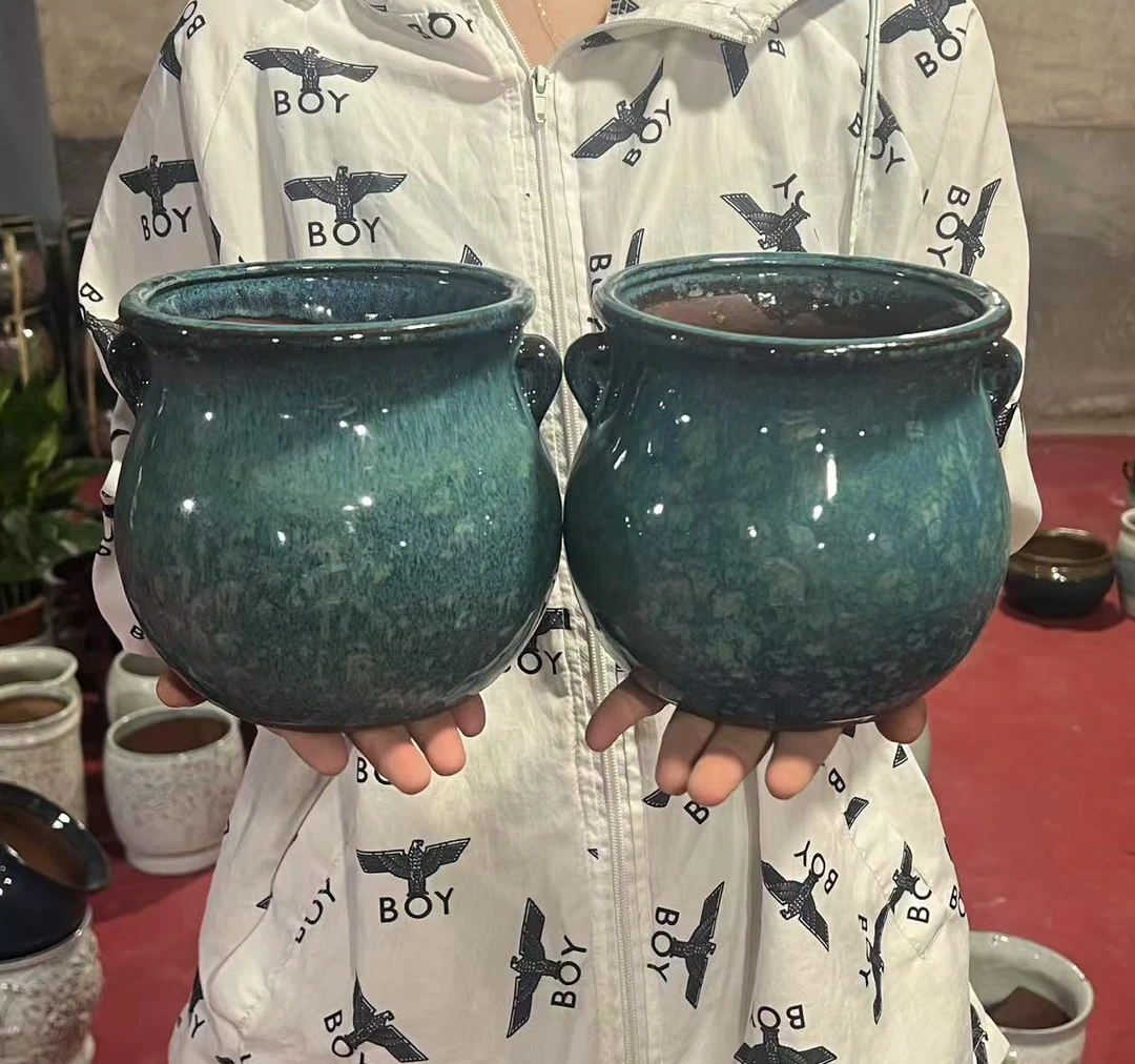 056高端宜兴紫砂粗陶花盆大花盆高度15口径13