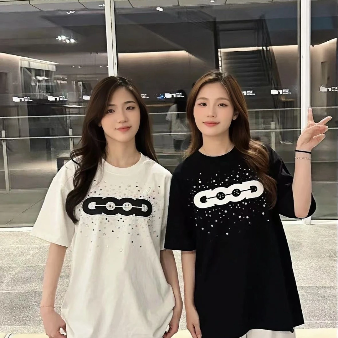 GOOD重磅棉高定版缤纷糖果烫钻工艺情侣款轻奢百搭短袖T恤-2533