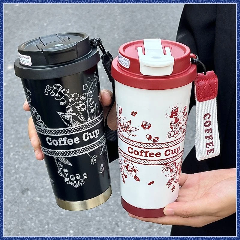 新款高颜值水杯不锈钢保温杯秋冬学生校园杯子办公室便携双饮D619