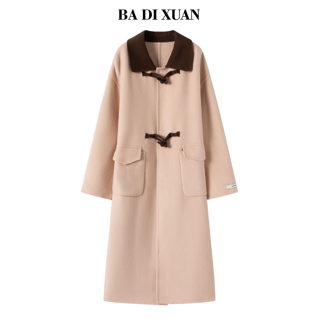 特价2025秋冬新款牛角扣双面羊毛大衣女中长外套