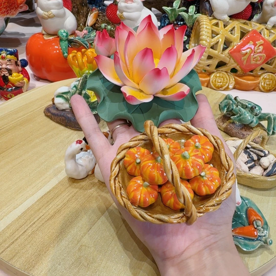 陶瓷小莲花，南瓜蓝