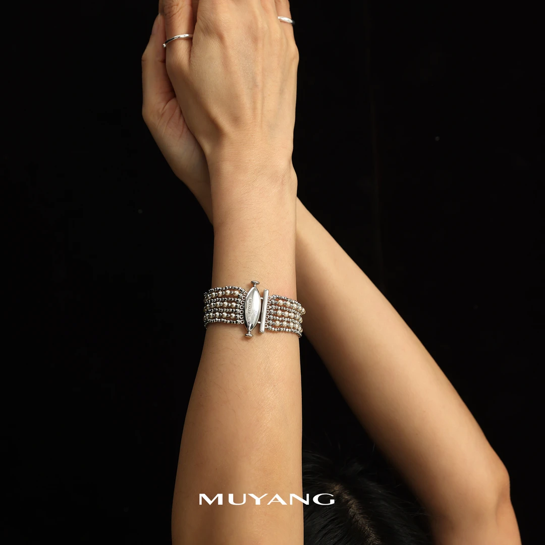 muyang/慕阳 铜合金琉璃手链 气质时尚简约多层泠月手链串珠小众