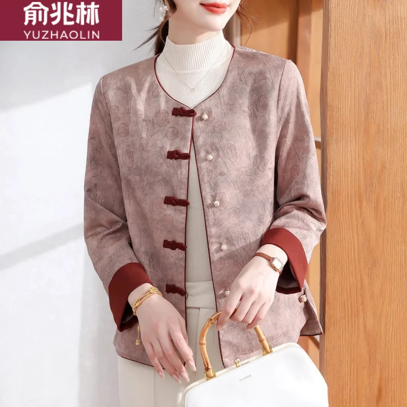 妈妈秋装新中式国风外套新款洋气今年流行的中老年女装大码上衣服