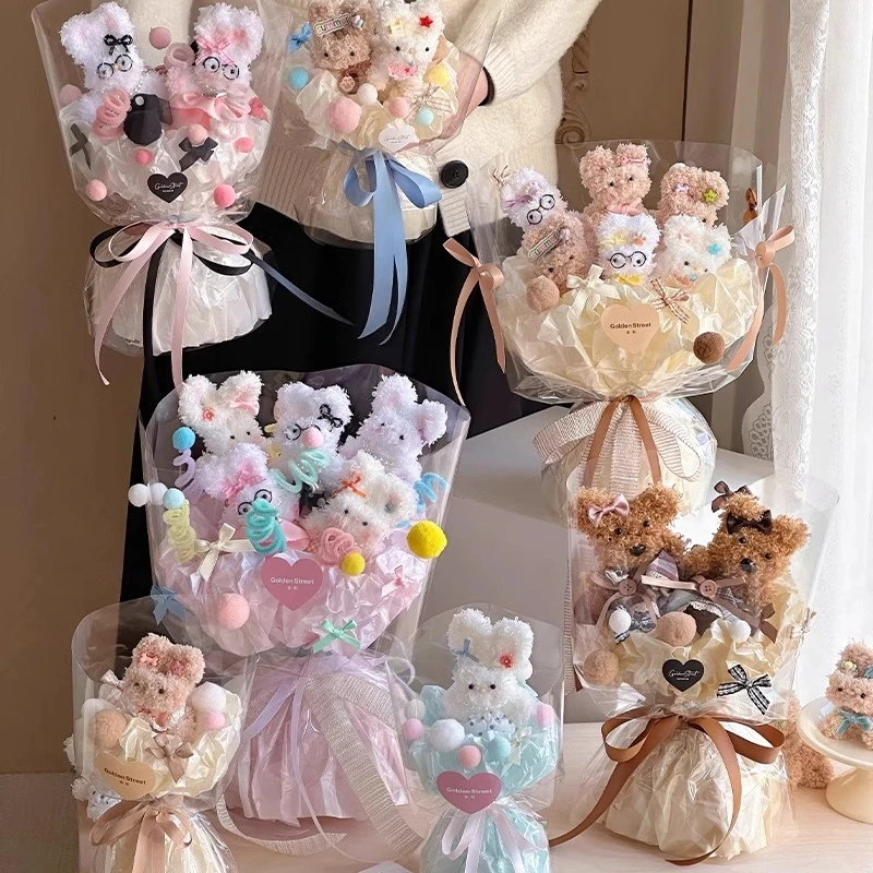 花恋 扭扭棒玩偶情人节花束包装材料小狗小兔子手工diy包花配件