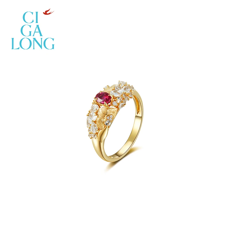 CIGALONG花团锦簇无烧红宝石戒指「梨满园」系列【专场推荐】