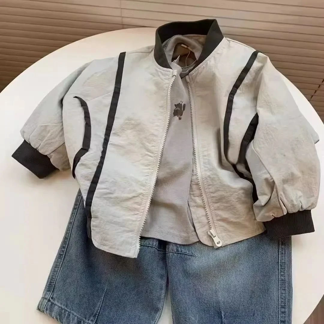 春秋季夹克中小童新款上衣男宝宝拉链衫韩版外套洋气棒球服秋装潮