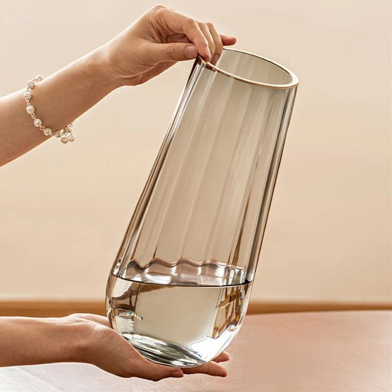 花瓶摆件客厅插花轻奢高级感透明玻璃水培水养鲜花玫瑰专用网红gh