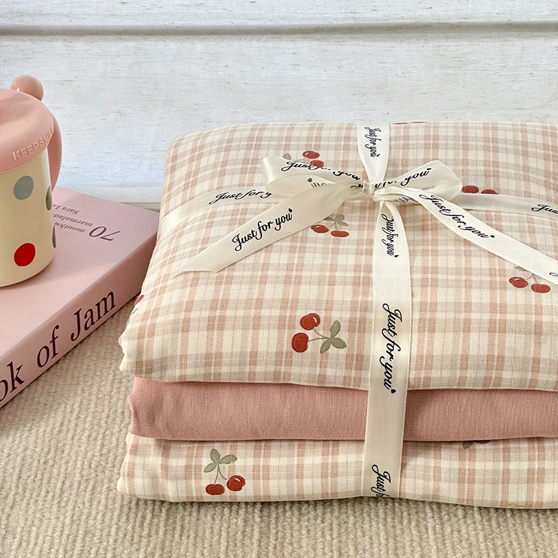 100%全棉有氧双层纱四件套纯棉碎花小清新家用宿舍三件套床上用品