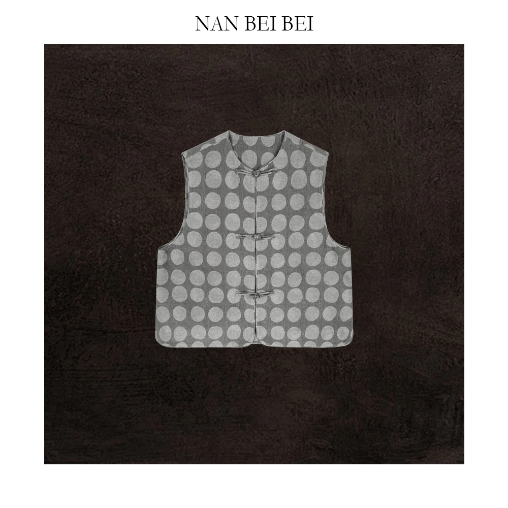 NanBeiBei 波点马甲  原创设计款百搭宽松轻薄盘扣波点马甲 059