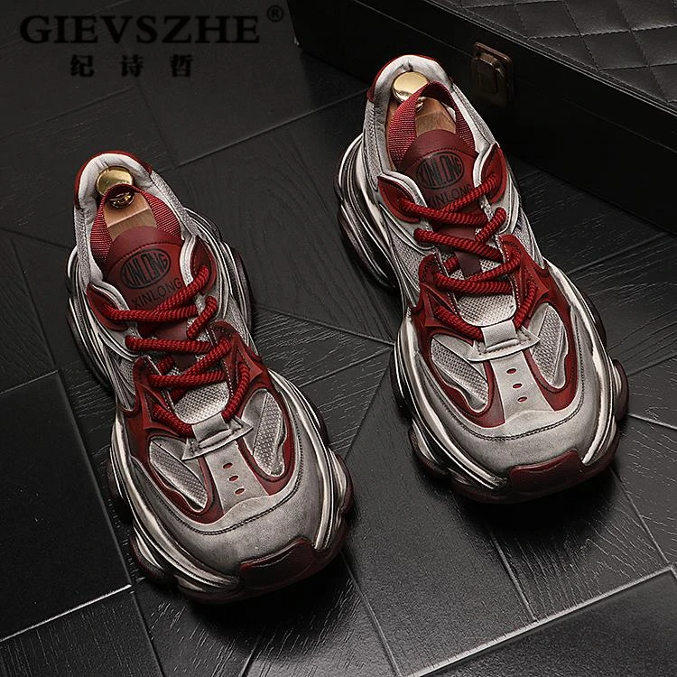 纪诗哲厚底增高男鞋潮流个性老爹鞋男士舒适百搭秋季厚底增高老爹