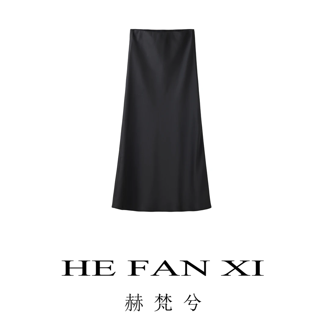 醋酸缎面半身裙女2025春夏新款高腰显瘦丝滑长款A字包臀鱼尾裙