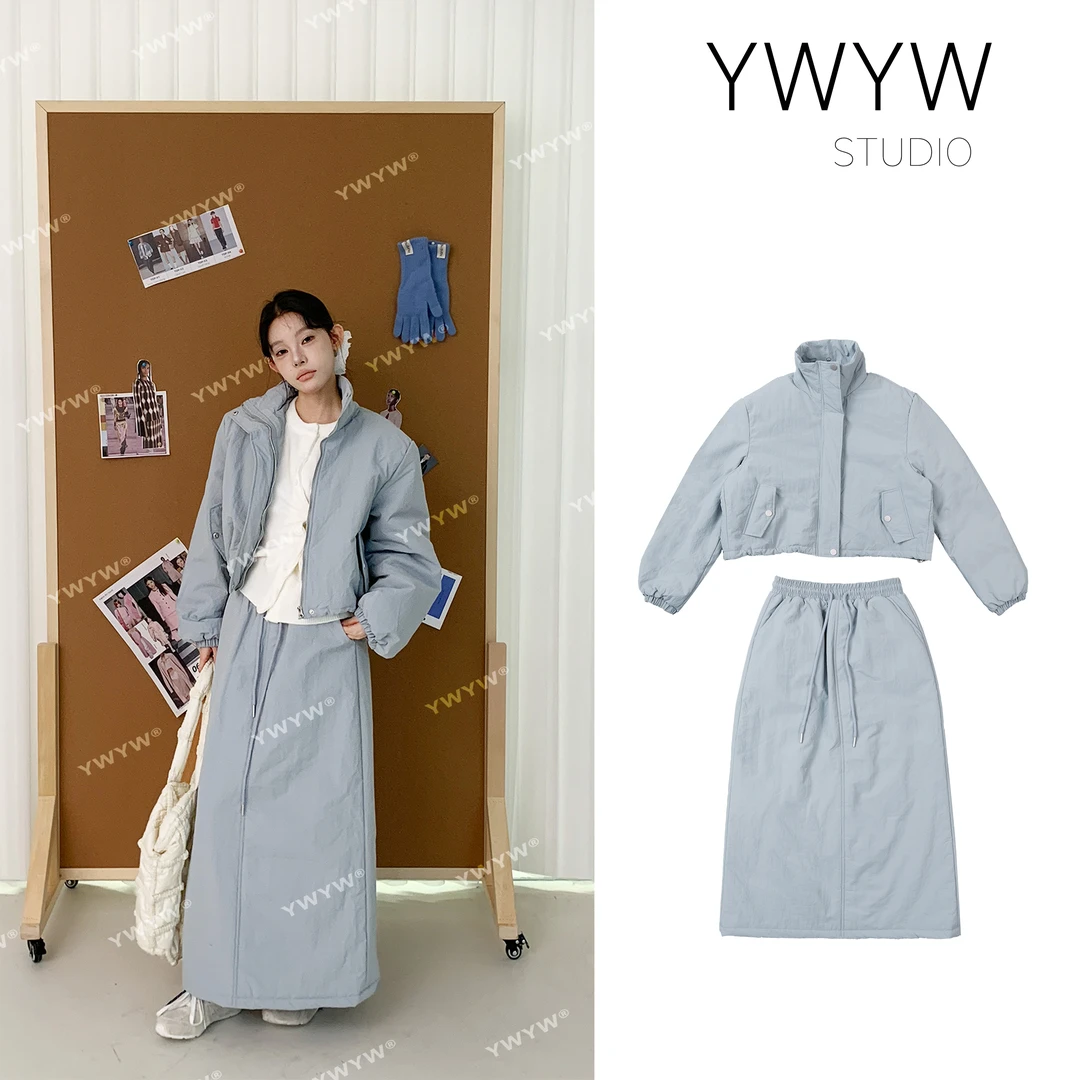 【YWYW24F/W】冬季立领棉服短外套+修身高腰保暖长裙3563 3562