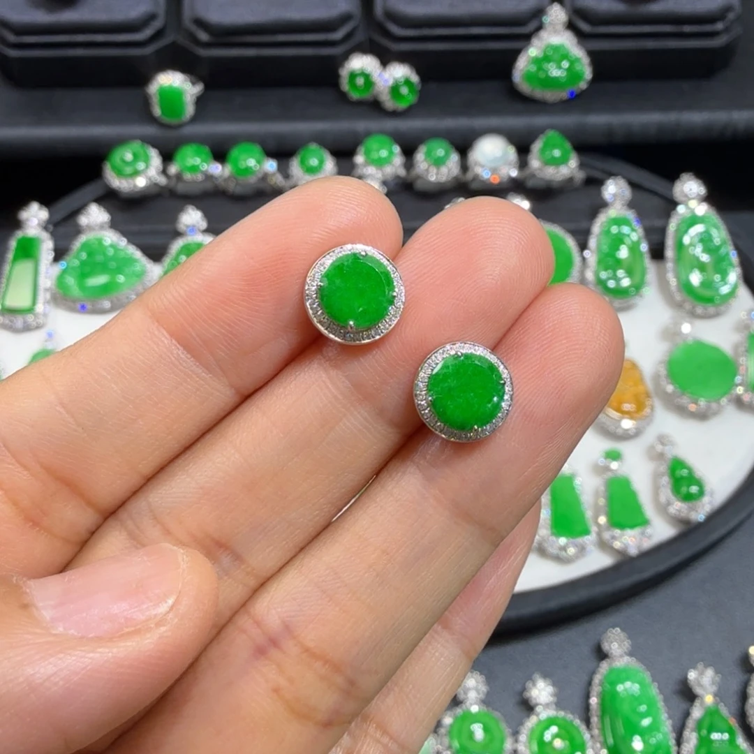 翡翠18K金镶嵌耳饰收到货48小时鉴赏期