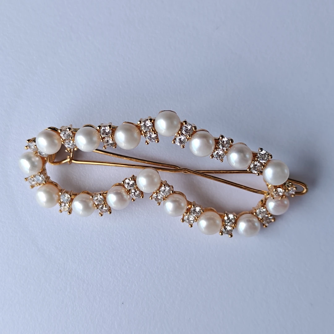 5-6mm淡水珍珠发卡精致爱心时尚