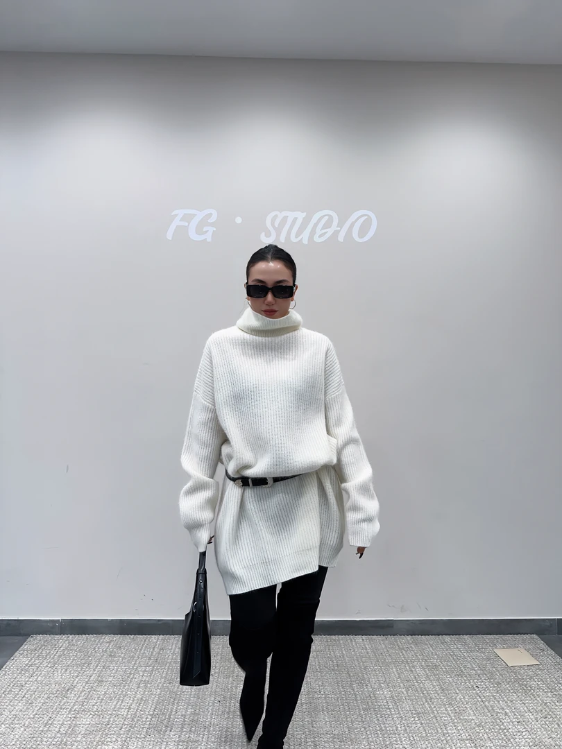 FG·STUDIO 重磅白色高领毛衣