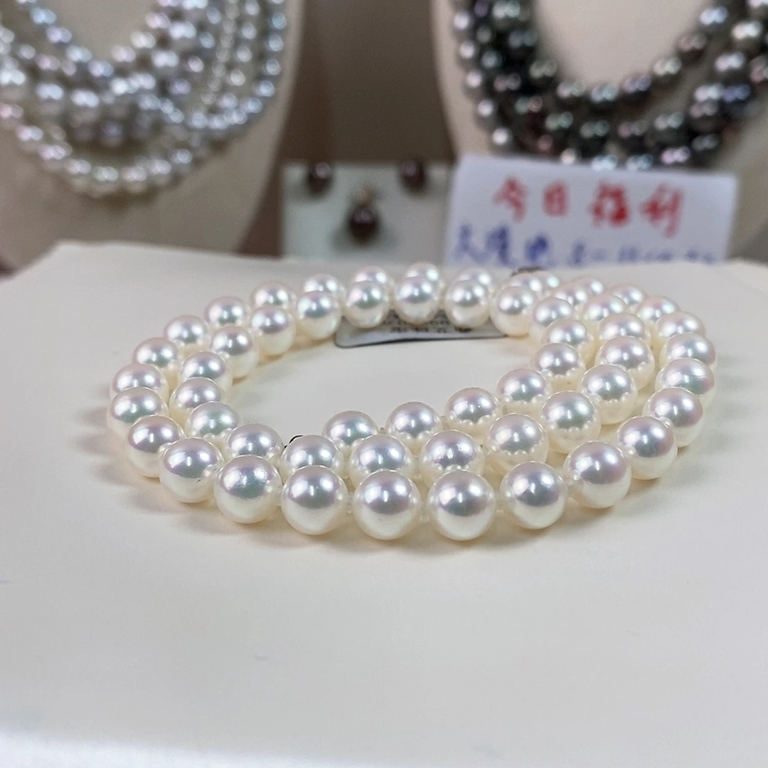 海水珍珠项链未镶嵌7-7.5mm日本海水珍珠项链（天女品质）