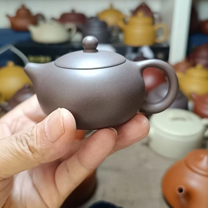 紫砂茶盘原矿天青扁西施130cc内推半手工