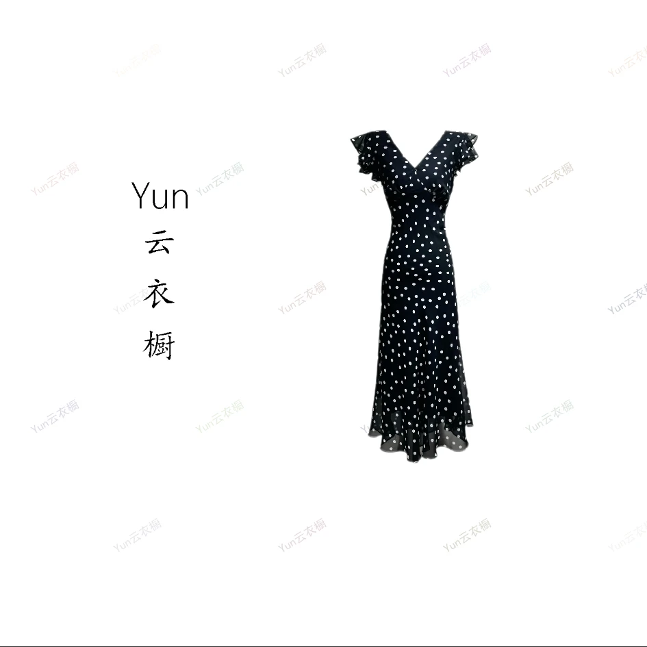 【点点夏日】夏款斜裁显瘦波点时尚女装连衣裙气质黑色