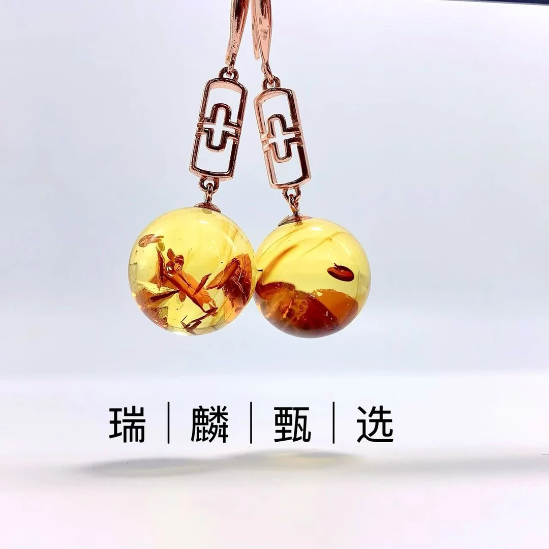 WY112花珀国风款14mm耳坠