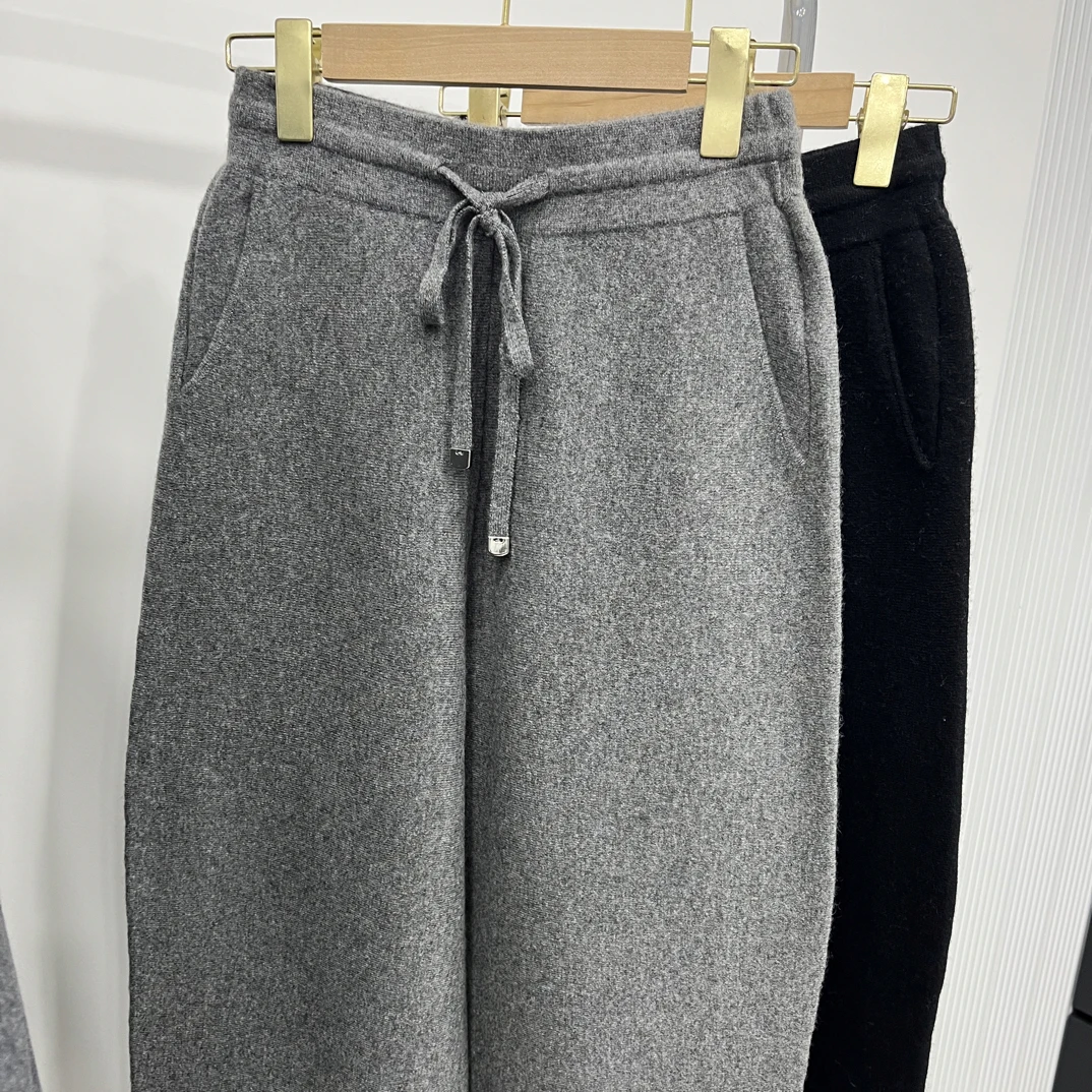 100纯山羊绒加厚四平针显瘦百搭休闲裤子