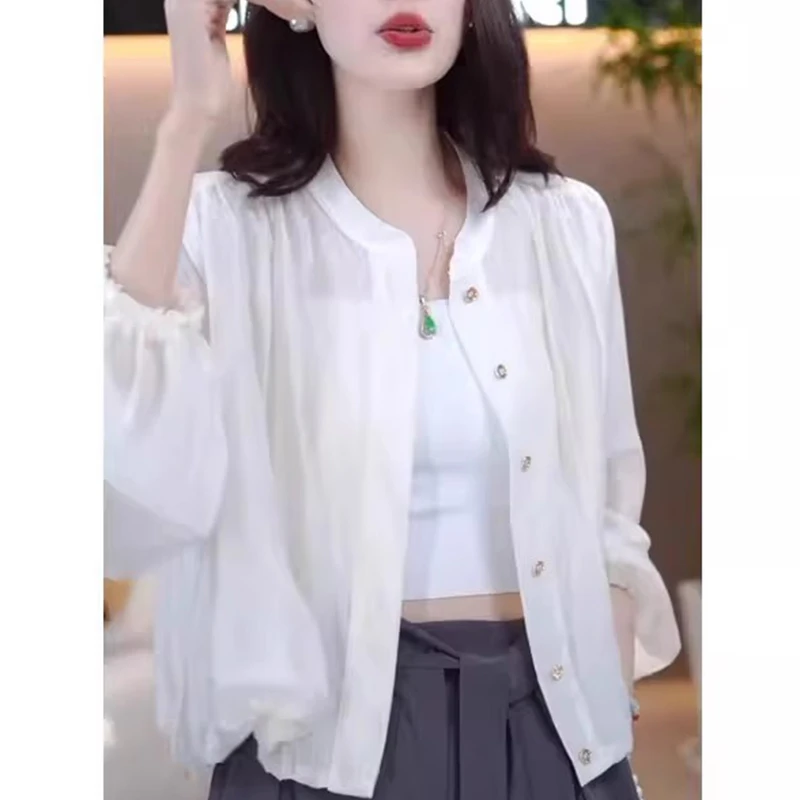 防晒衣衬衫外套女薄短款2025夏季新款休闲大码宽松小个子开衫上衣