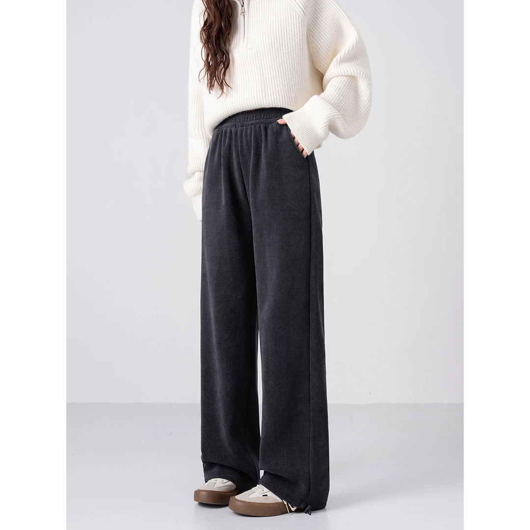 【娃娃专属】灰色欧棉绒窄版休闲裤女季宽松显瘦运动裤束口裤