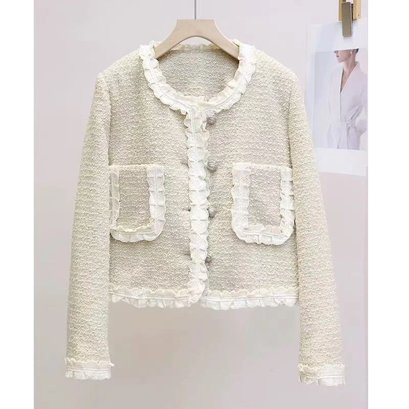 秋季上新~时尚韩范蕾丝拼接设计款小香外套 S2886