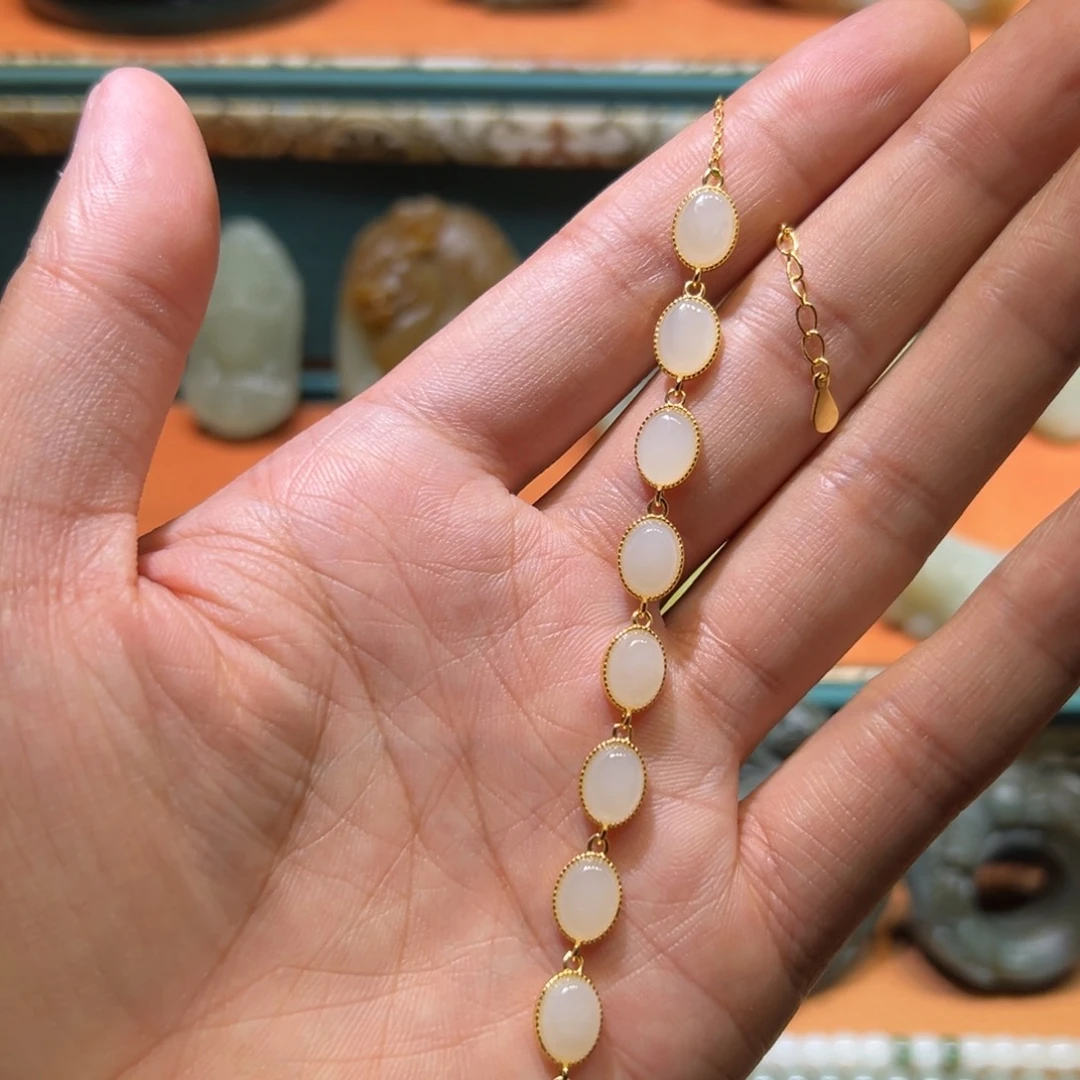 手链银S925镶嵌和田玉