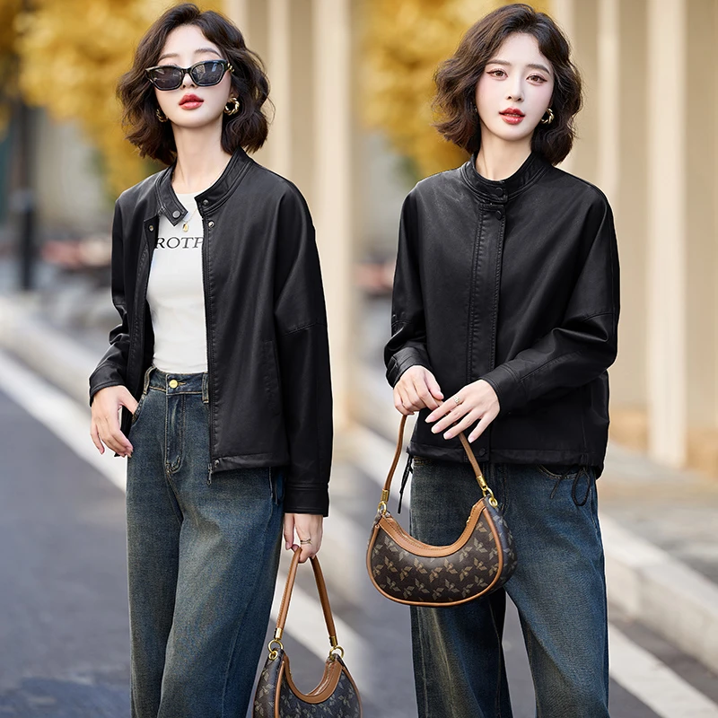 2025新款春秋季皮衣外套女韩版宽松短款小个子PU机车服皮夹克上衣