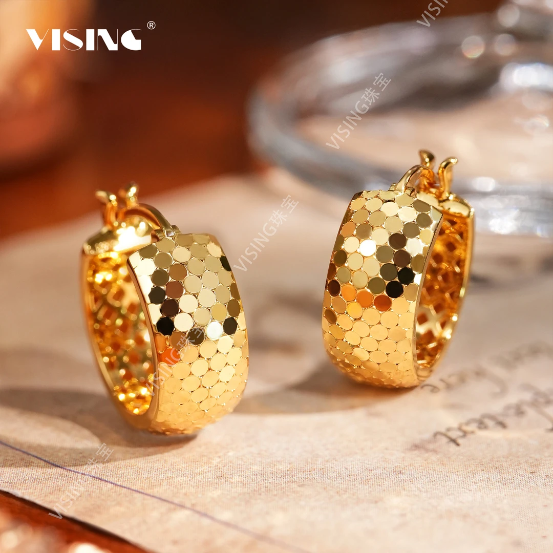 925银耳饰 VS珠宝 碎冰冰爆闪金色耳钉耳环厚镀18k黄金国风新中式