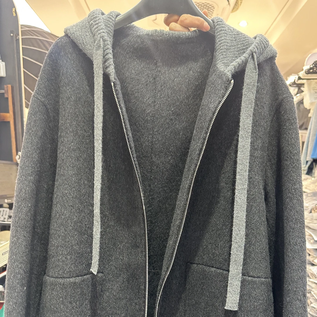 新款韩版显瘦针织连帽大衣