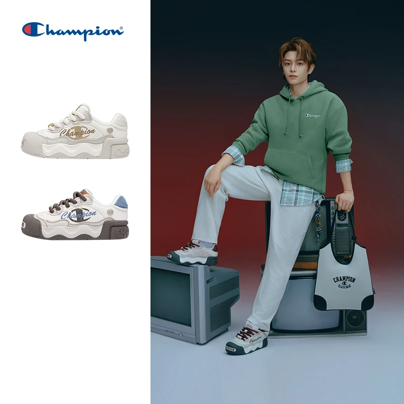 【丁禹兮同款】Champion情侣时尚复古潮流厚底经典板鞋25FWT06